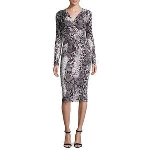 NWT David Meister 2 snake print Long Sleeve Faux Wrap Jersey Dress